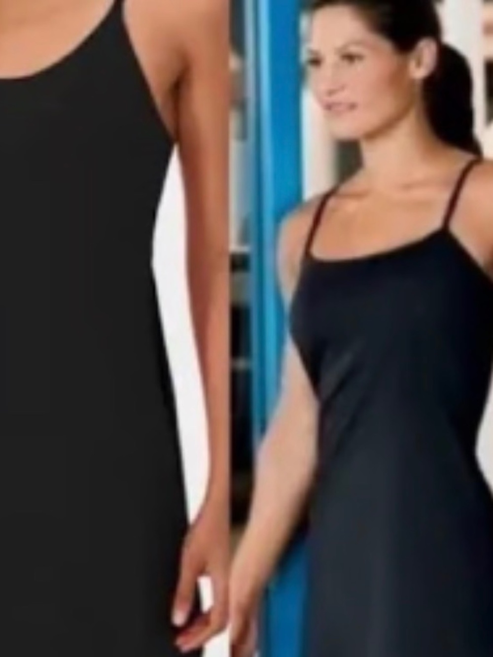 Athleta Black Cami Mini Dress Built-in Bra Adjustable Straps 47185A Small EUC
